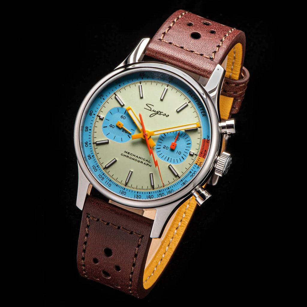 Sugess Watch of Men Chronograph Mechanical Wristwatches Tianjin ST19 Swanneck Movement Pilot Mens Watch Sapphire Crystal Gift V2 - RoyElite