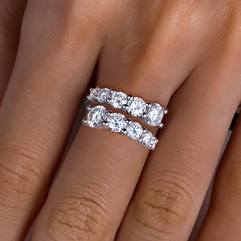 Women’s Sterling Silver Moissanite Bridal Set Round Cut Dazzling Engagement Rings