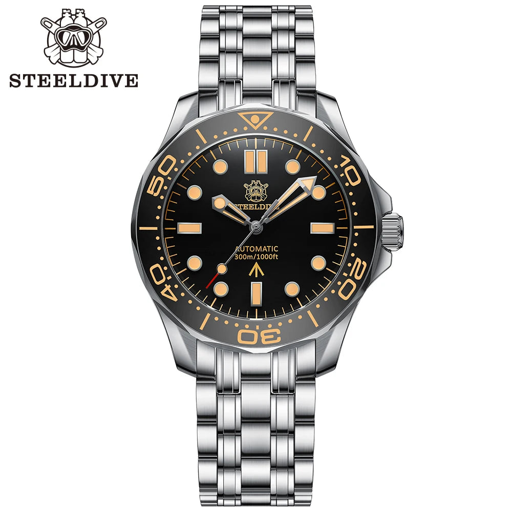 STEELDIVE SD1957 New Strap 42MM Vintage Bezel 200M Waterproof NH35 Green Luminou Sapphire Glass Automatic  Dive Watch Reloj