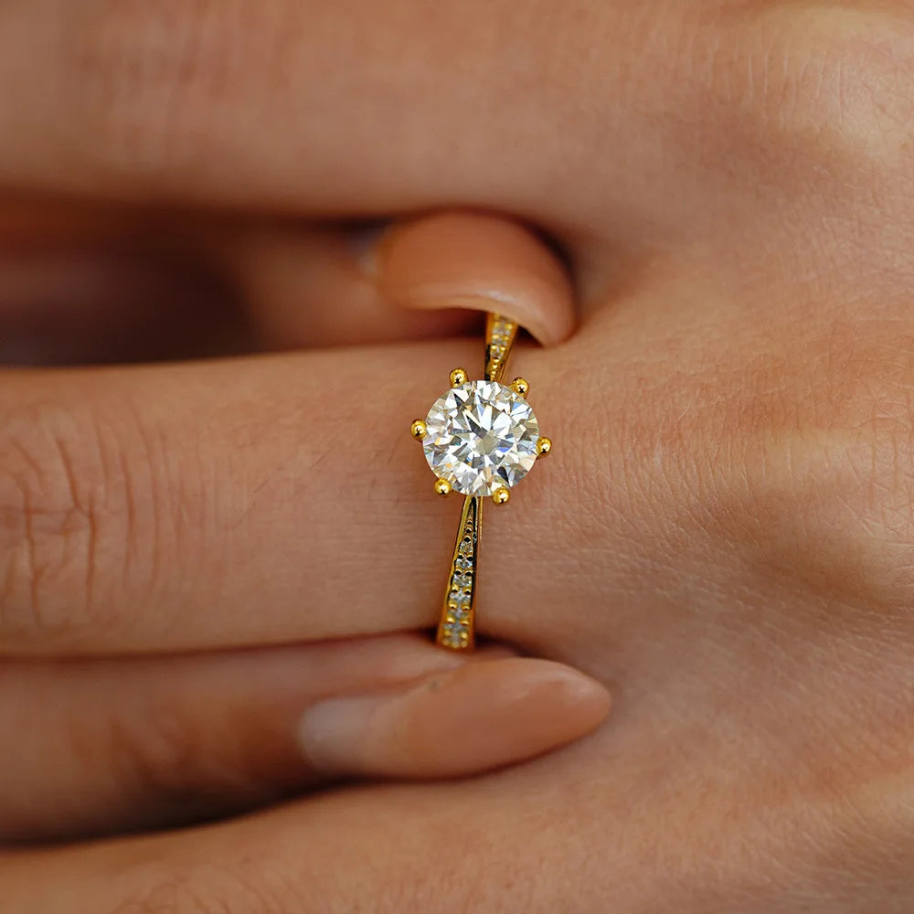CKT 1CT Moissanite Ring – 100% Real 18K Gold, Luxury Wedding Jewelry for Women