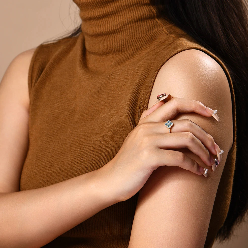 Women’s Moissanite Sterling Silver Classic Round Engagement Wedding Ring Elegant Bridal Jewelry