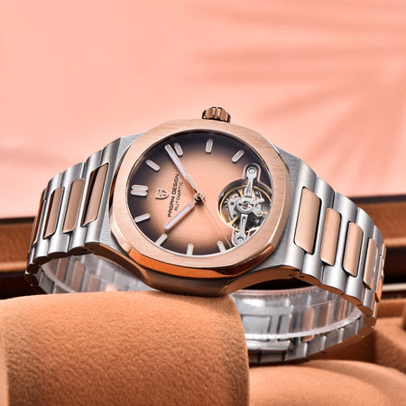 2025 New PAGANI DESIGN Tourbillon Mens Mechanical Watches Rose Gold Luxury Automatic Watch For Man AR Sapphire Mirror Luminous - RoyElite