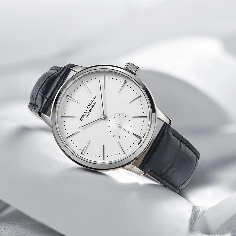 Seagull Elegant Mechanical Wristwatch for Men – ST17 Automatic Movement, Leather Strap, Sapphire Crystal