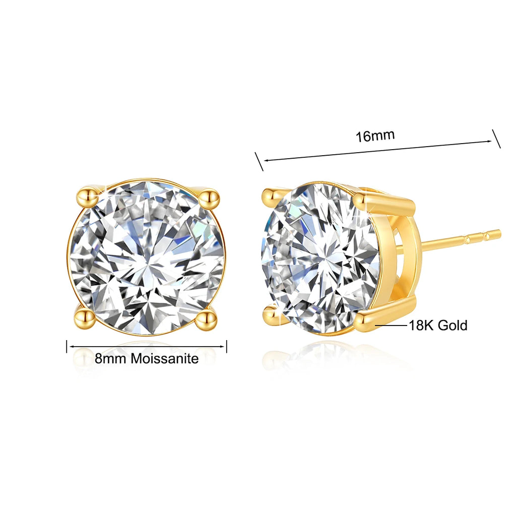 Elegant raft Jewelry D Color Moissanite Stud Earrings – 18K Gold Setting