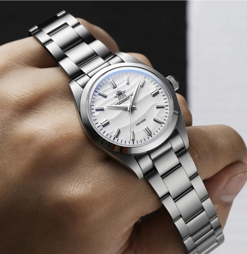 Reloj de Cuarzo Minimalista de Mujer 36mm Esfera Arena del Desierto Acero Inoxidable Resistente al Agua