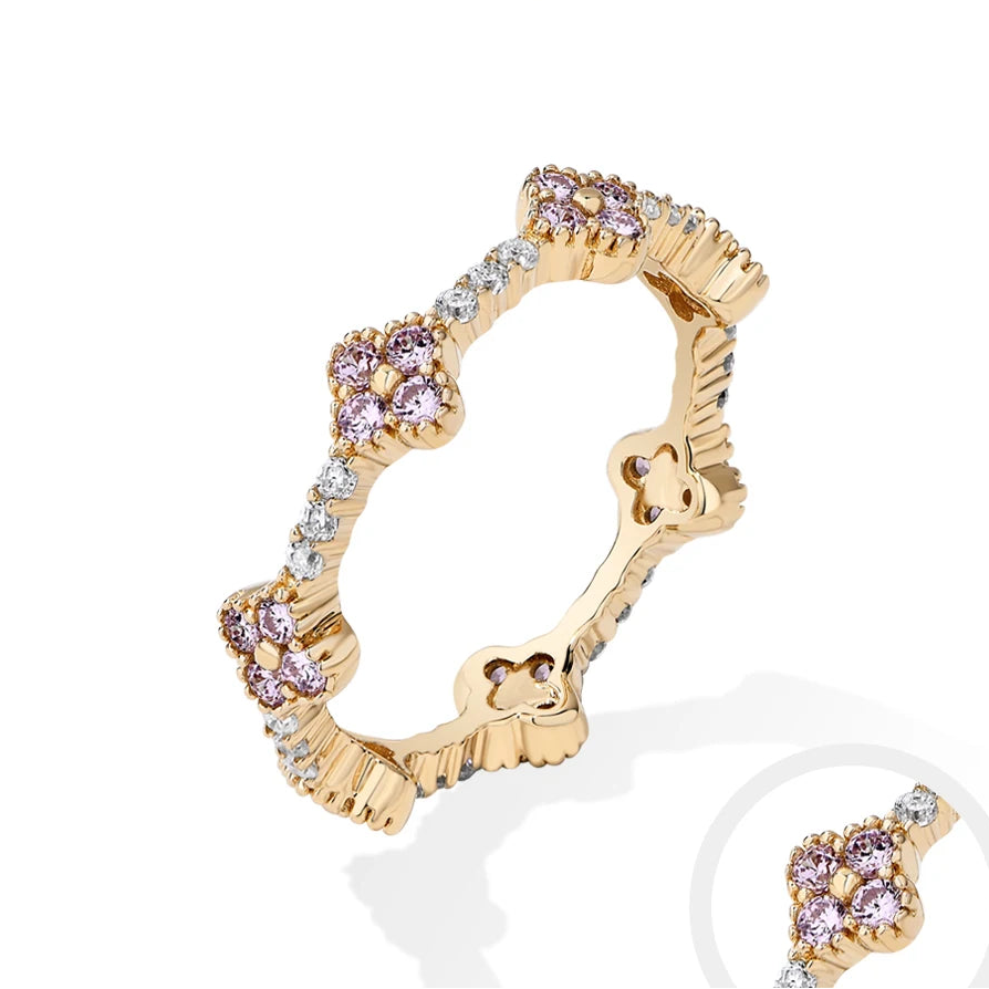 Women’s Moissanite Eternity Ring 925 Sterling Silver Gold Plated Wedding Engagement Band