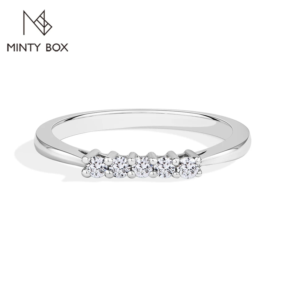 18K Gold Plated 925 Sterling Silver 2mm D Color Moissanite Stackable Wedding Band