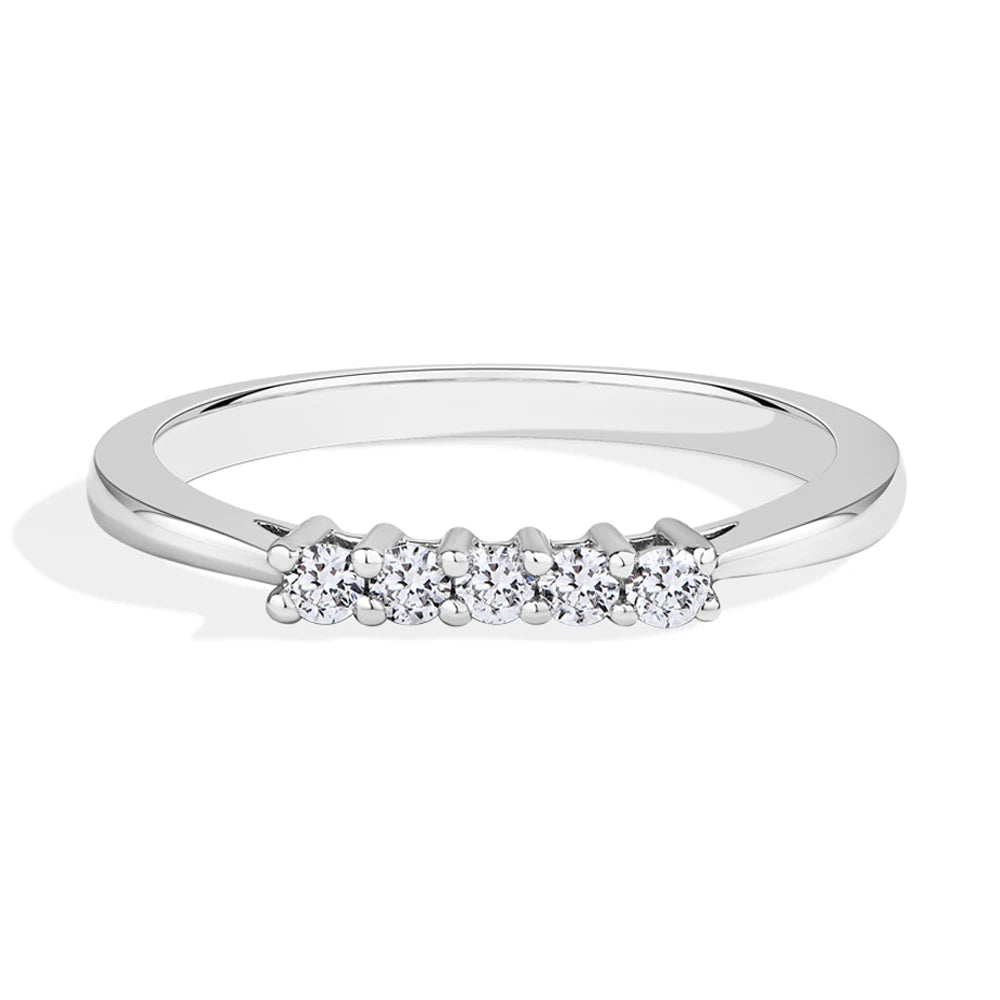 18K Gold Plated 925 Sterling Silver 2mm D Color Moissanite Stackable Wedding Band