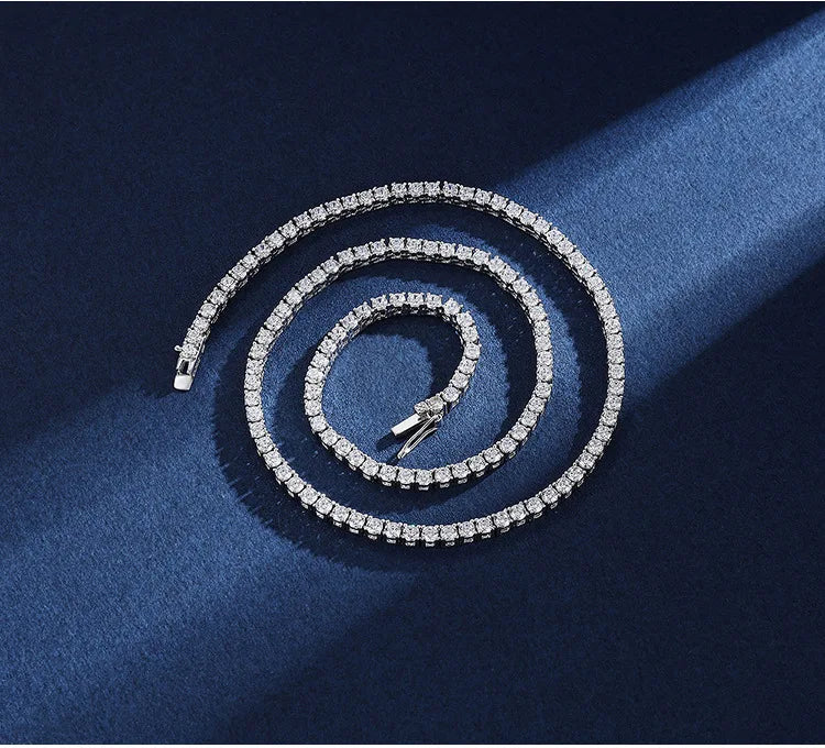 Women’s Moissanite Tennis Necklace D Color S925 Silver Sparkling Diamond Chain