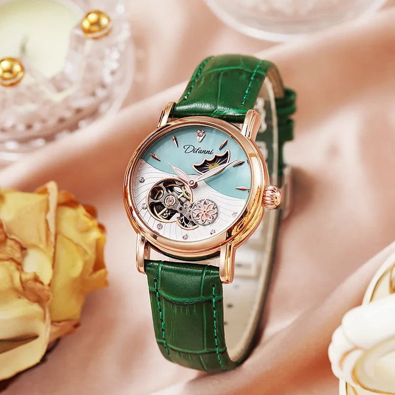 Rotatable Flowers Female Watch Women Top Brand Luxury Fashion Moon Phase Waterproof Lady Automatic Mechanical Watches Reloj