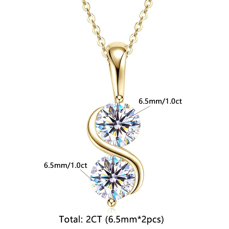 RAPRGOLD Round Cut Real 10K Gold Moissanite Pendant Necklace – Classic Diamond Alternative
