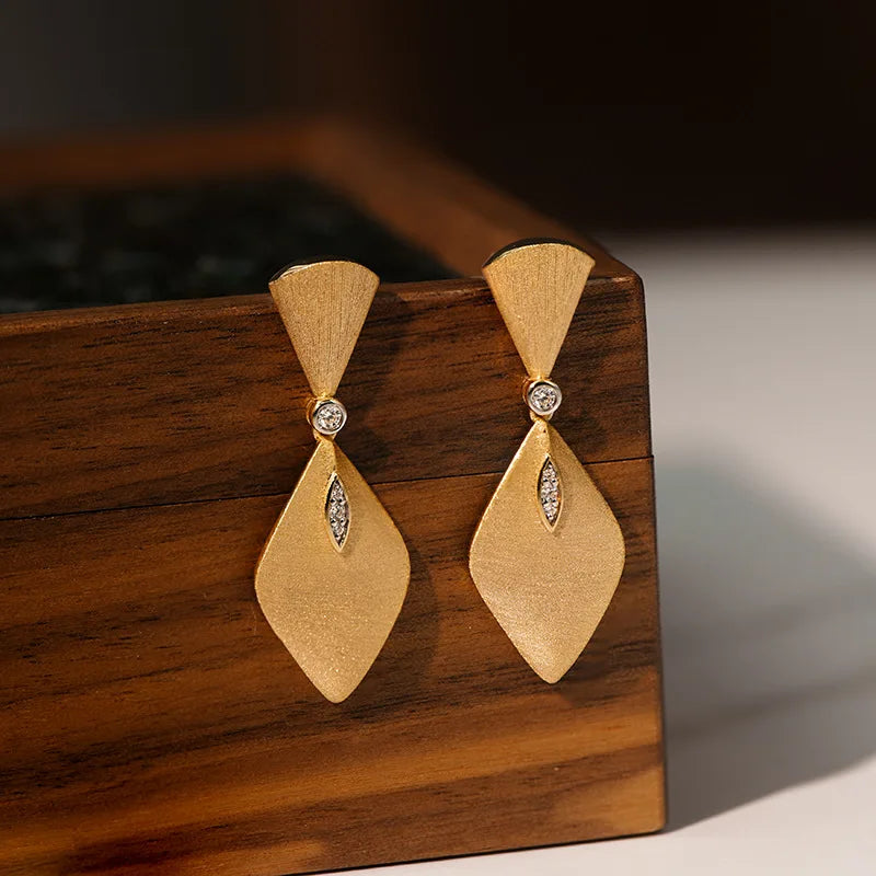 XCL French Retro Geometric Stud Earrings – Electroplated K Gold Design