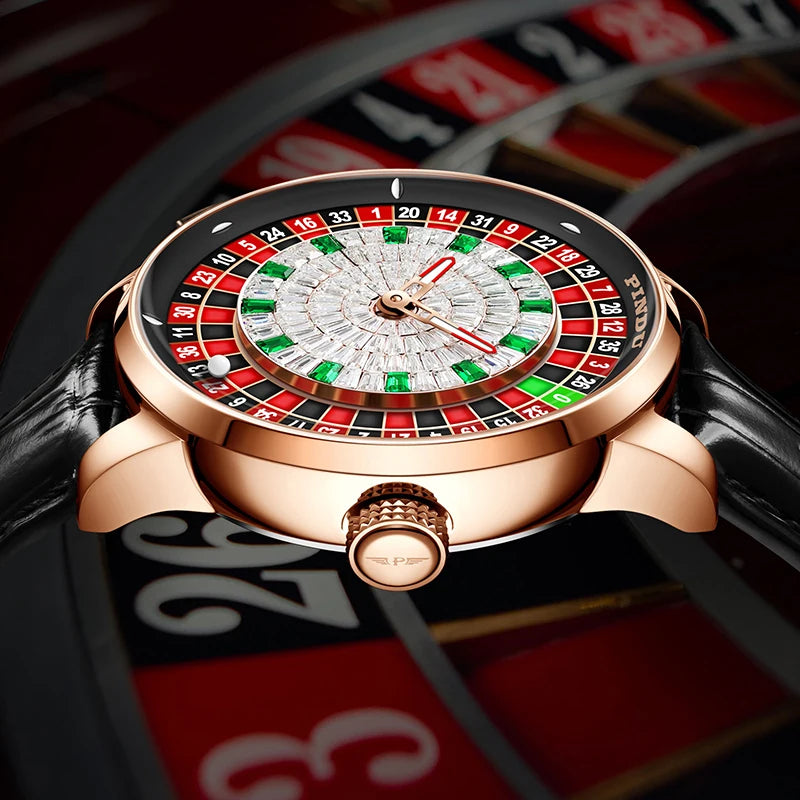 Mechanical Roulette Dial Watch | Interactive Elegance with Diamond Detail by PINDU - RoyElite
