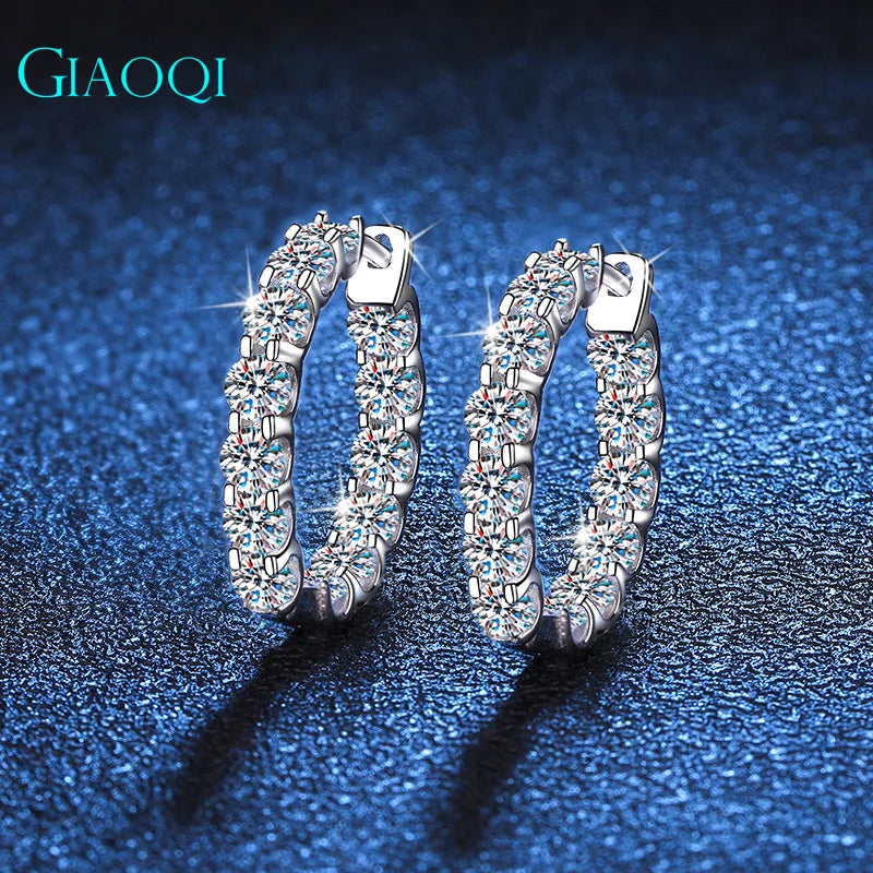 GIAOQI Brilliant Cut Moissanite Stud Earrings – 9K White Gold Setting
