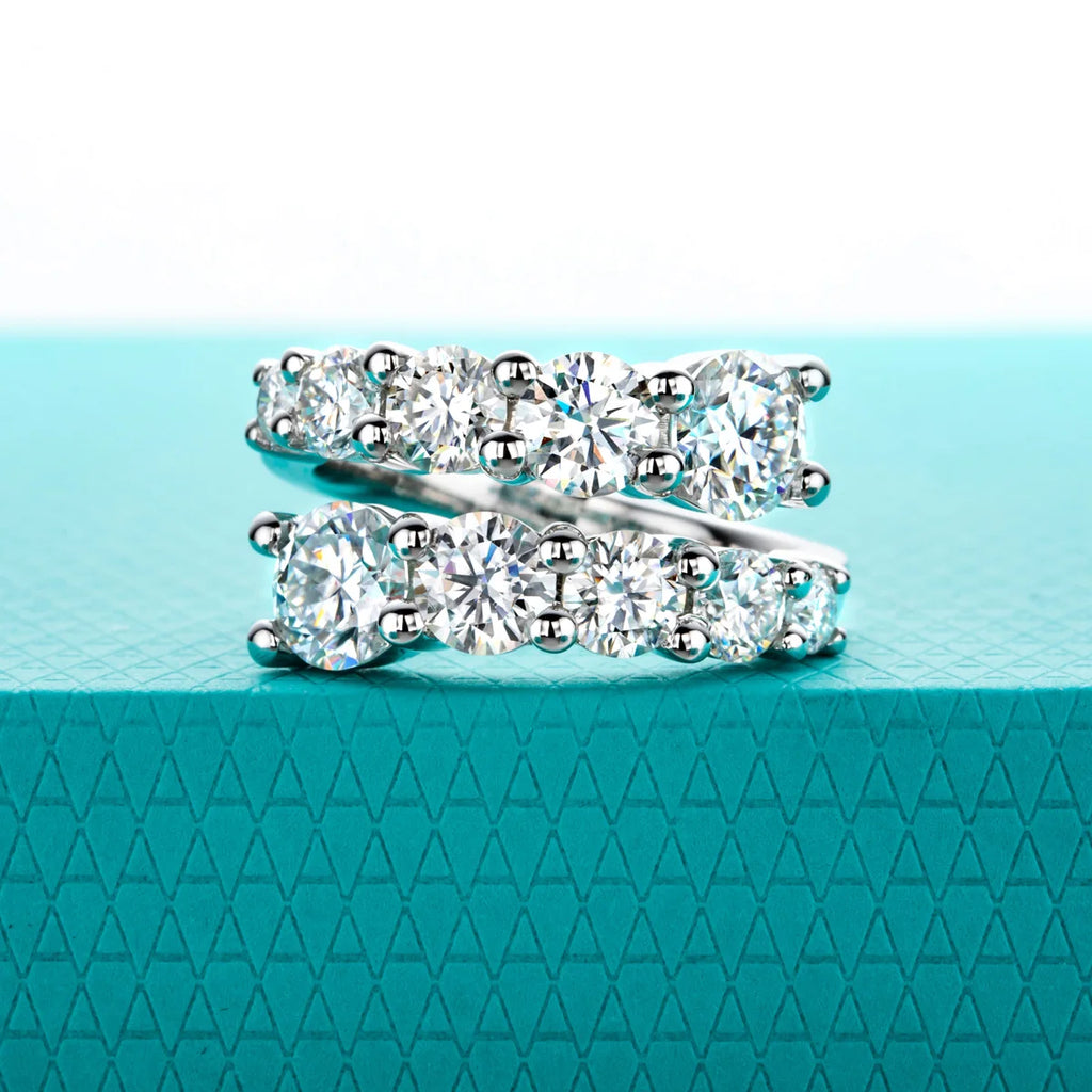 Women’s Sterling Silver Moissanite Bridal Set Round Cut Dazzling Engagement Rings