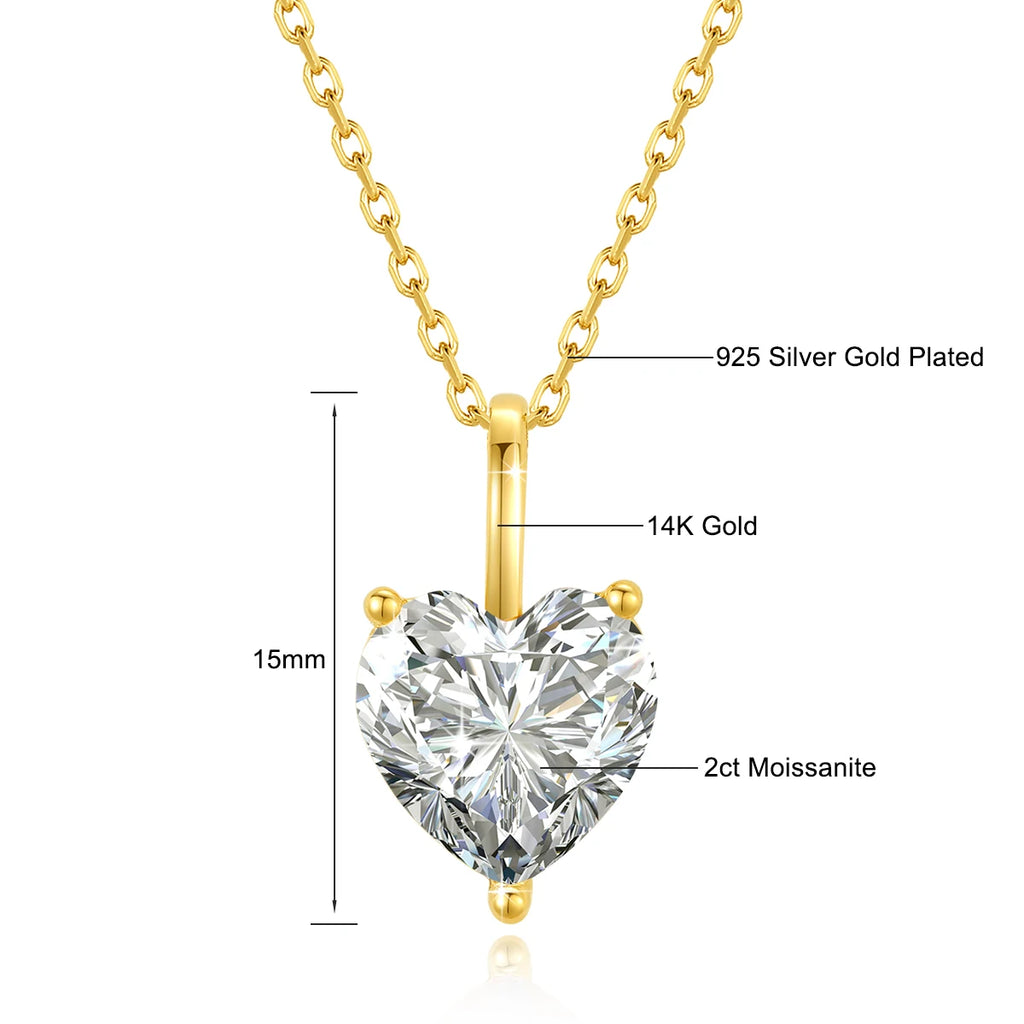 SZJinao 14K Gold Heart Cut VVS1 Moissanite Jewelry Set – Ring, Pendant & Earrings, D Color, Certified Wedding & Engagement Gift