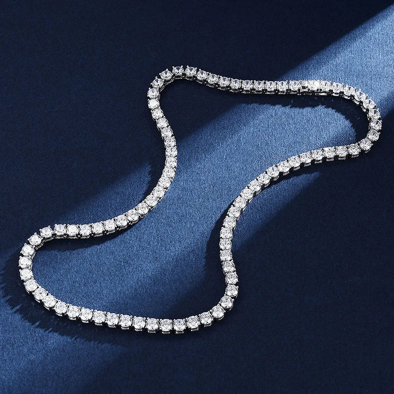 Women’s Moissanite Tennis Necklace D Color S925 Silver Sparkling Diamond Chain