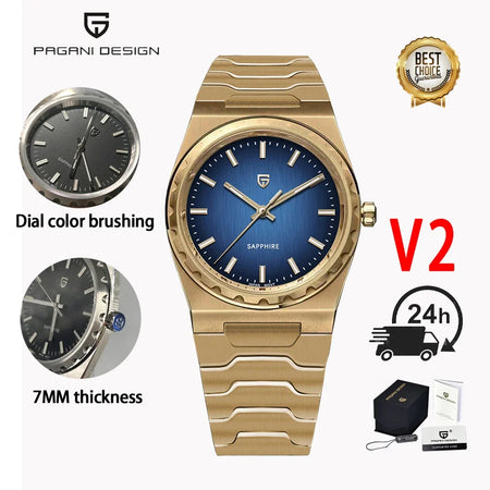 PAGANI DESIGN 2025 new 37MM VJ21 men's quartz watch sapphire stainless steel waterproof 10Bar thin 7MM luminous C3 reloj hombre - RoyElite