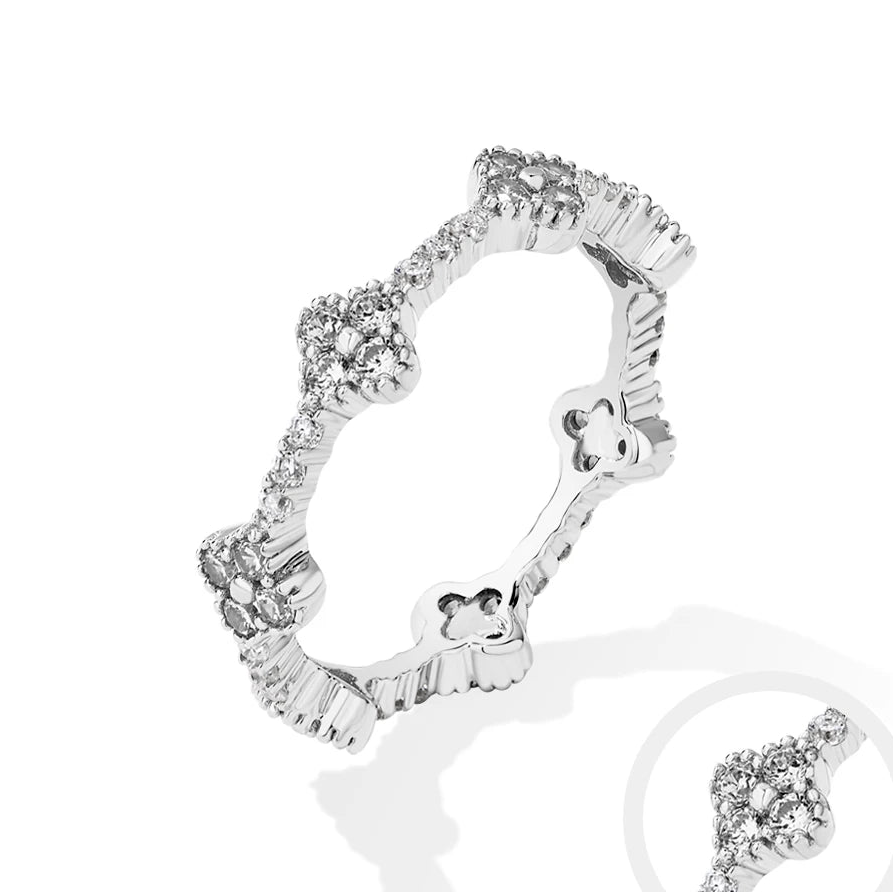 Women’s Moissanite Eternity Ring 925 Sterling Silver Gold Plated Wedding Engagement Band