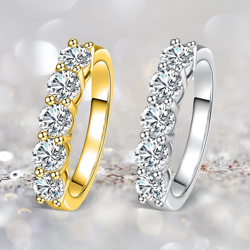 18K Gold Plated Ring 925 Sterling Silver 4mm D Color Moissanite Eternity Wedding Band