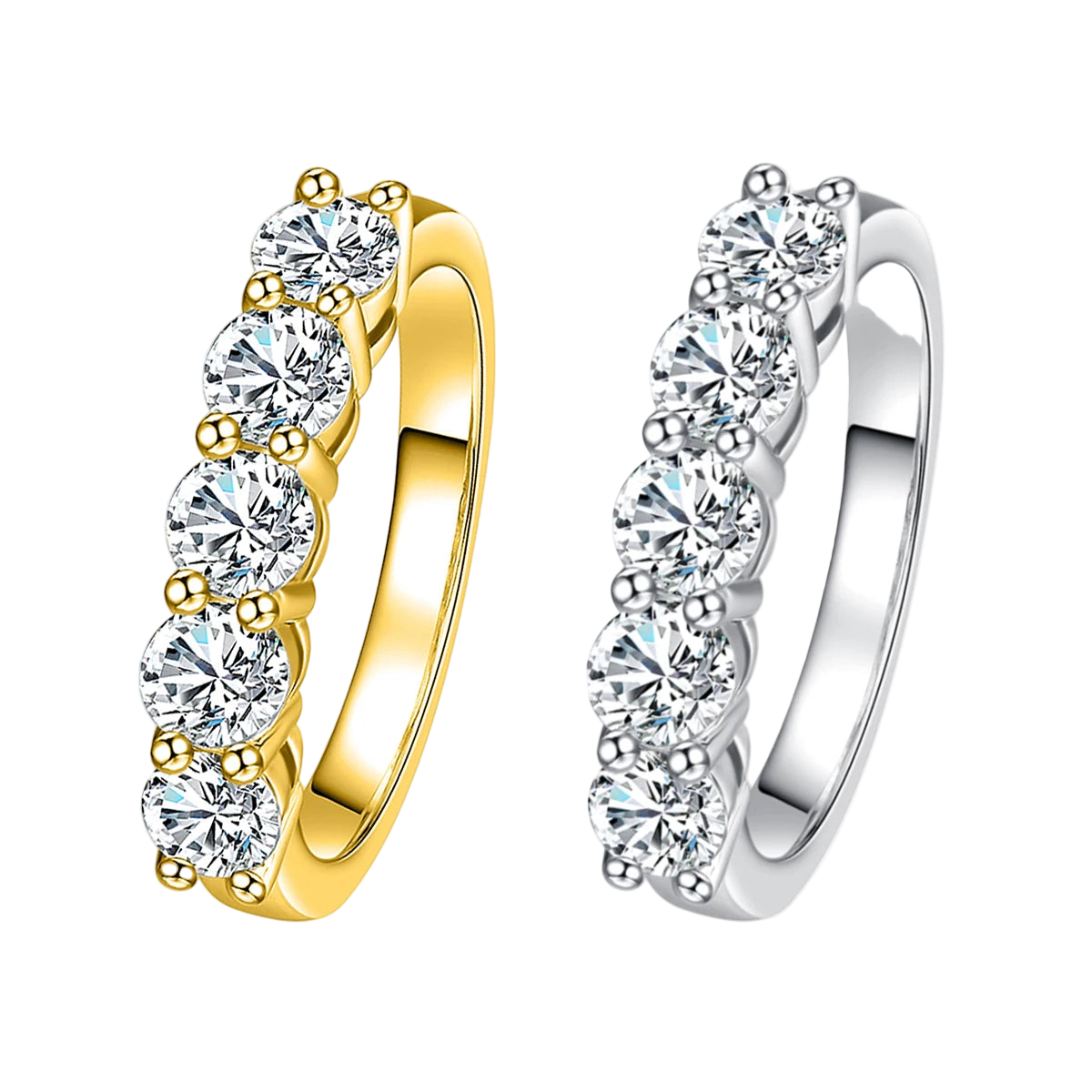 18K Gold Plated Ring 925 Sterling Silver 4mm D Color Moissanite Eternity Wedding Band