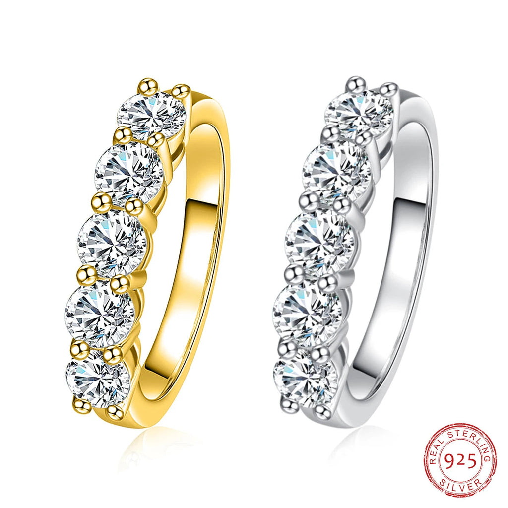 18K Gold Plated 925 Sterling Silver 4mm D Color Moissanite Eternity Wedding Band
