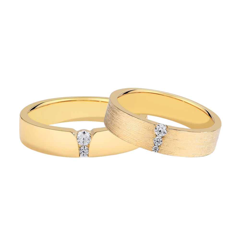 Women and Men Moissanite Couple Rings Brushed Design Sterling Silver Wedding Bands