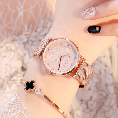 2025 New Women's Luxury Watch Matte Dial Japanese Quartz Movement Stainless Steel Mesh Strap Hannah Martin Brand Original Watch - RoyElite