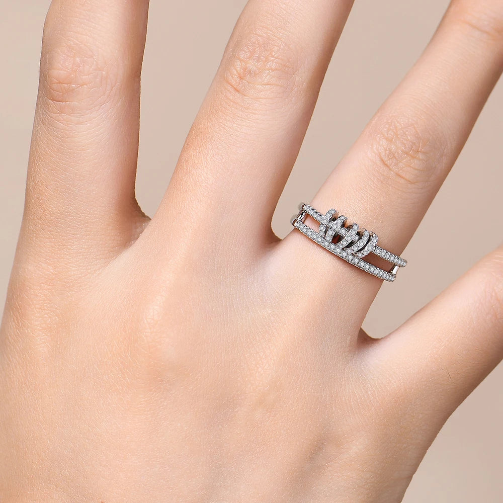 Women’s Full Moissanite Custom Ring 925 Sterling Silver Gold Plated Wedding Engagement Band