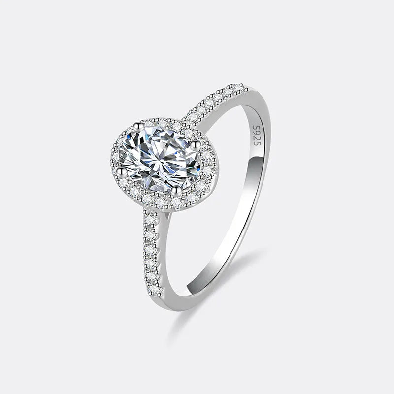Oval Cut Moissanite Ring Sterling Silver Women Wedding Engagement Jewelry Gift