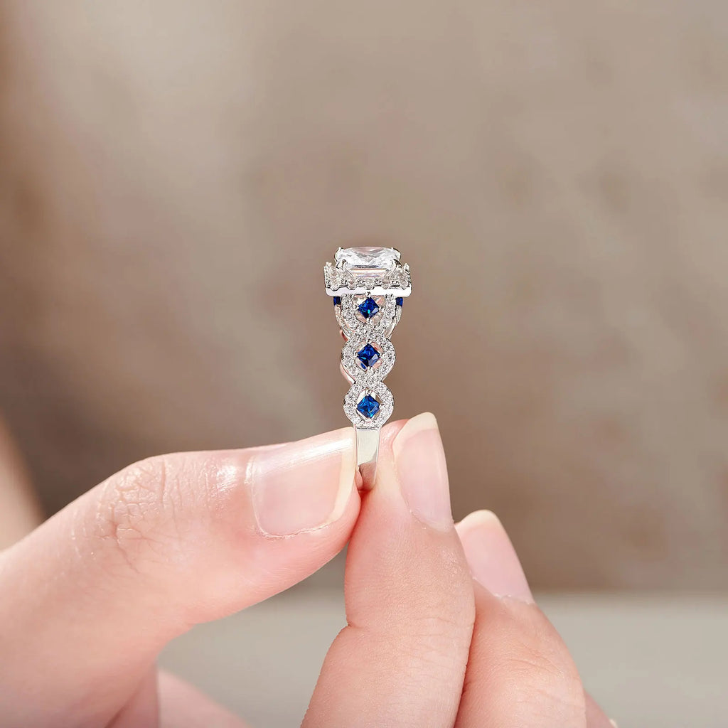 Women’s 3-Piece Princess Cut Cubic Zircon Bridal Ring Set Sterling Silver Jewelry