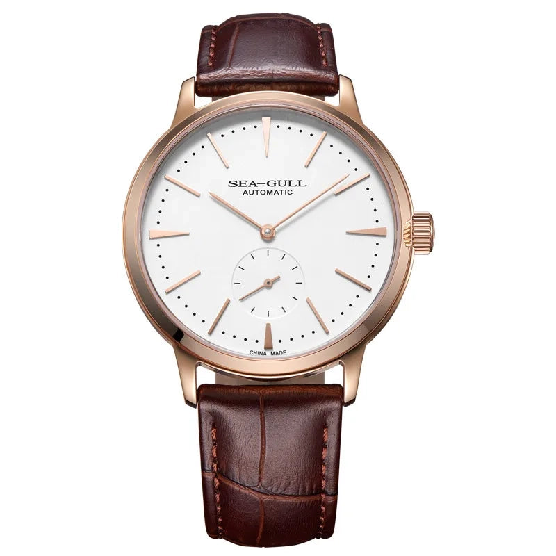 Seagull Elegant Mechanical Wristwatch for Men – ST17 Automatic Movement, Leather Strap, Sapphire Crystal