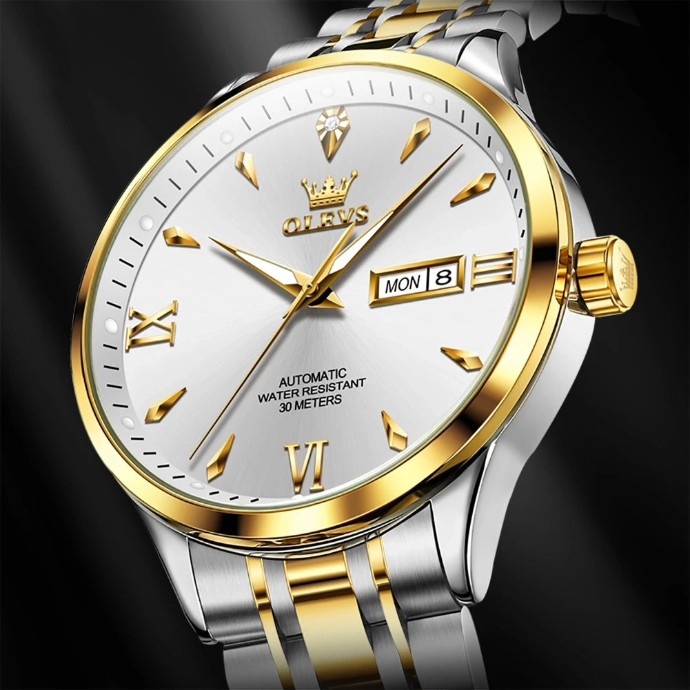 Men’s Automatic Mechanical Watch 40mm Luminous Dual Calendar Hardlex Water Resistant