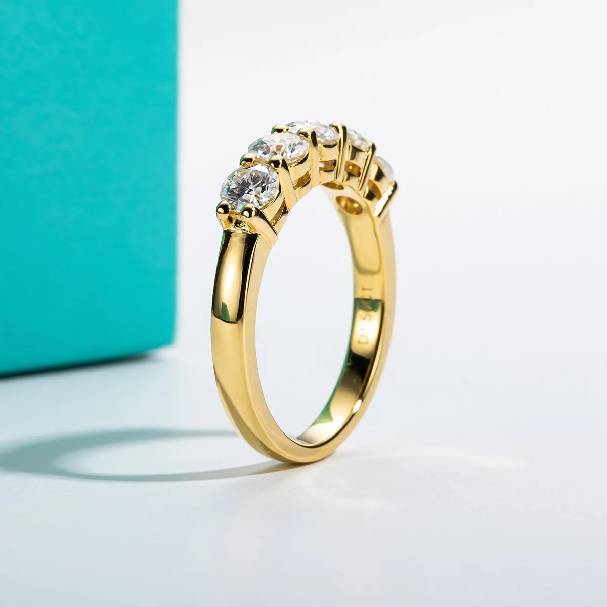 18K Gold Plated Ring 925 Sterling Silver 4mm D Color Moissanite Eternity Wedding Band