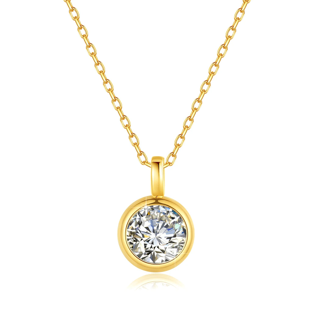 Szjinao Radiant Round-Cut Moissanite & Pearl Pendant Necklace – 18K Gold Women’s Jewelry