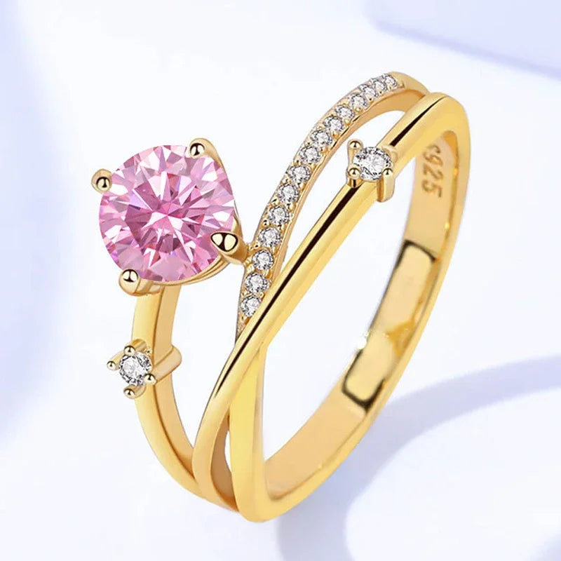 TFGLBU 0.8CT VVS Moissanite Ring – Excellent Cut, Gold-Plated 925 Sterling Silver Band