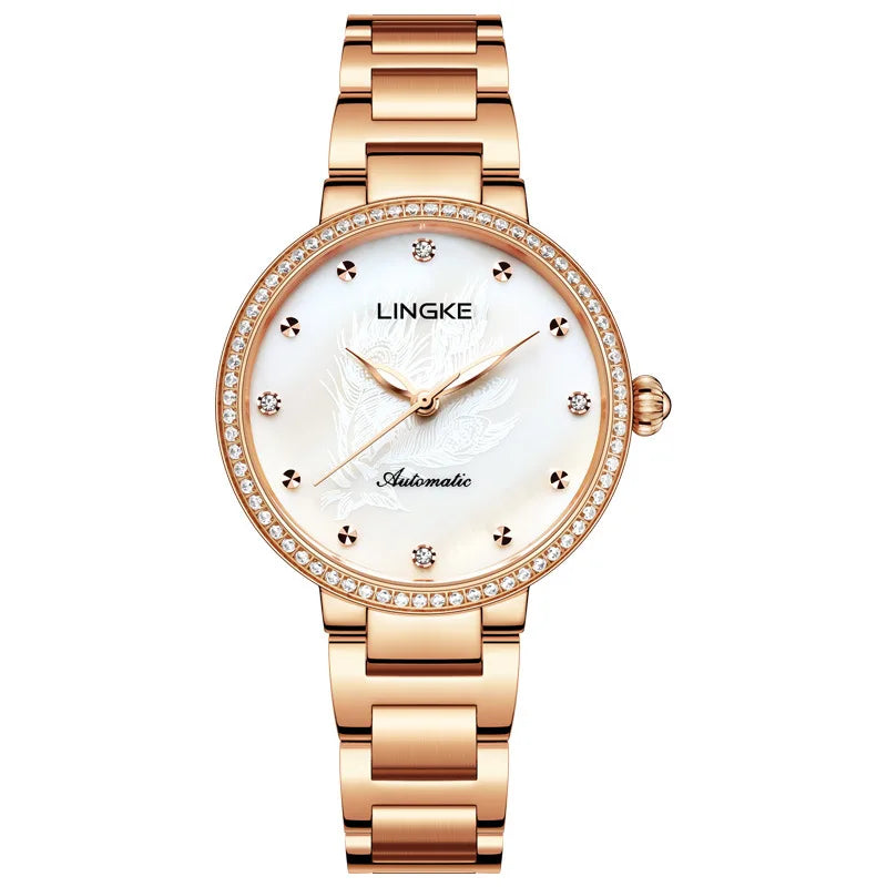 LINGKE Luxury Automatic Watch for Women | Luminous Dial with Waterproof Stainless Steel Design