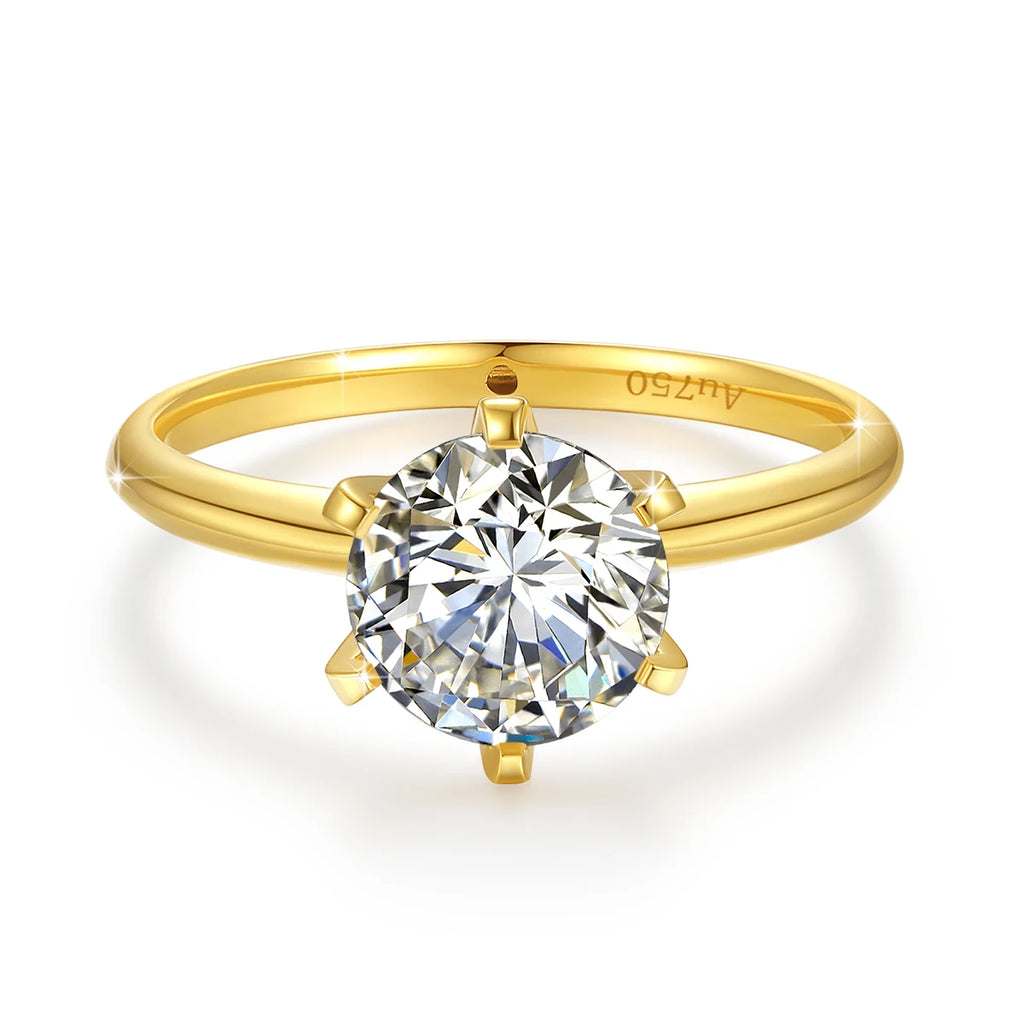 18K Gold Moissanite Engagement Ring Women 1 to 2 Carat Round Cut Diamond Wedding Jewelry