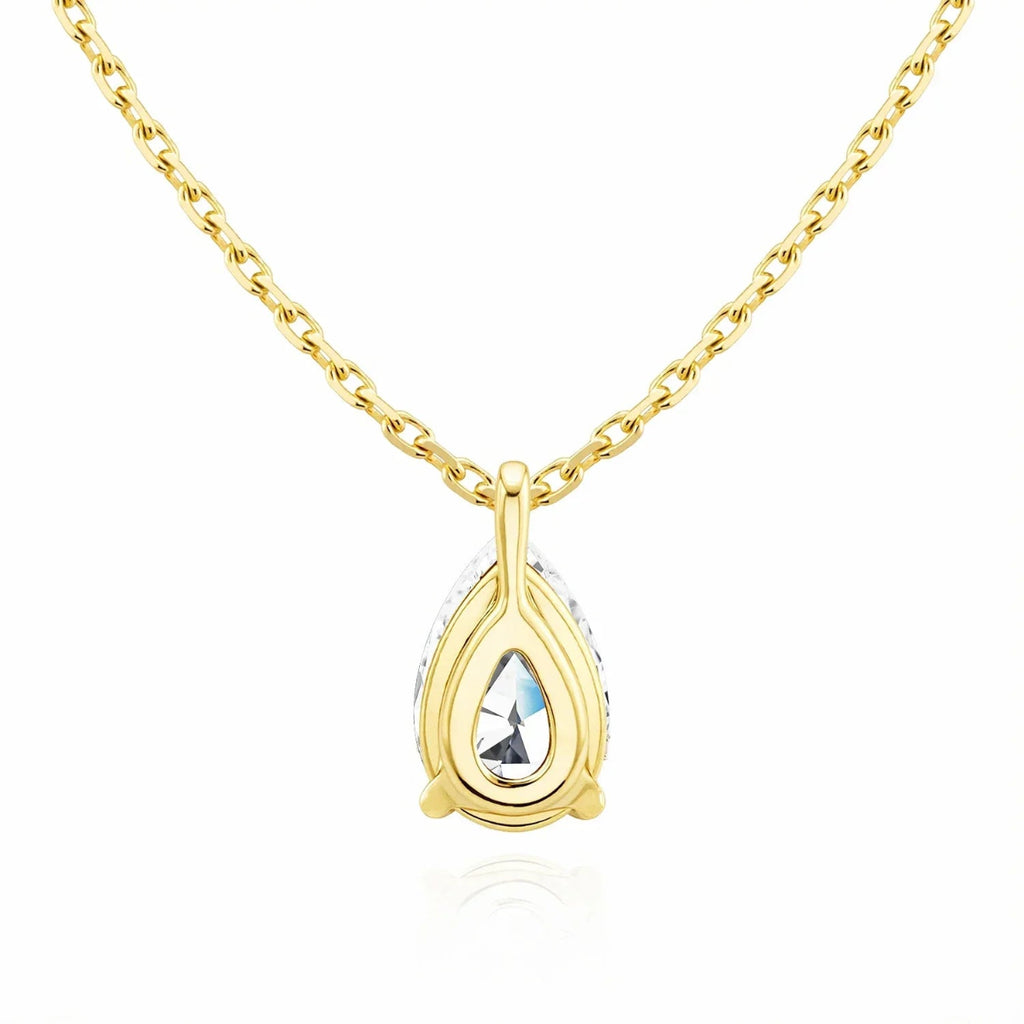 Szjinao Pear Cut 14K Gold Moissanite Necklace – Waterdrop Pendant for Wedding & Party Jewelry