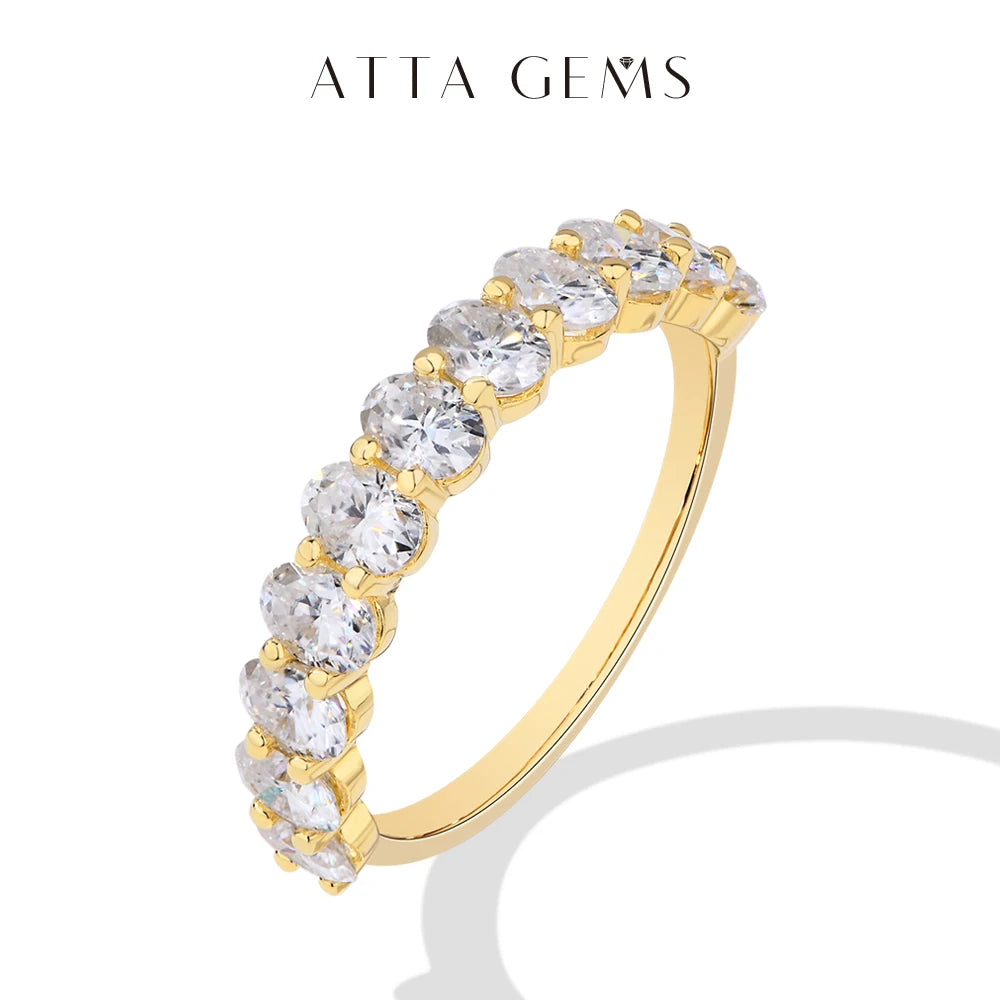 Women’s Oval Cut Moissanite Ring 1.8CT D Color 925 Sterling Silver 18K Gold Plated Band
