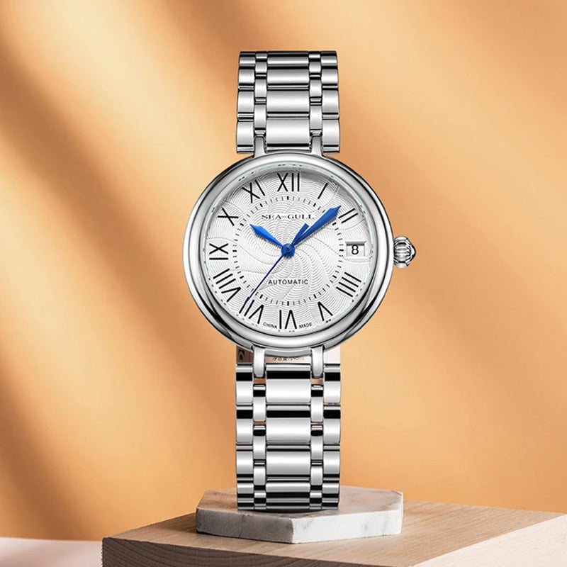 Ultra-Thin Automatic Mechanical Watch for Women – Roman Dial, Sapphire Glass, Holiday-Inspired Design