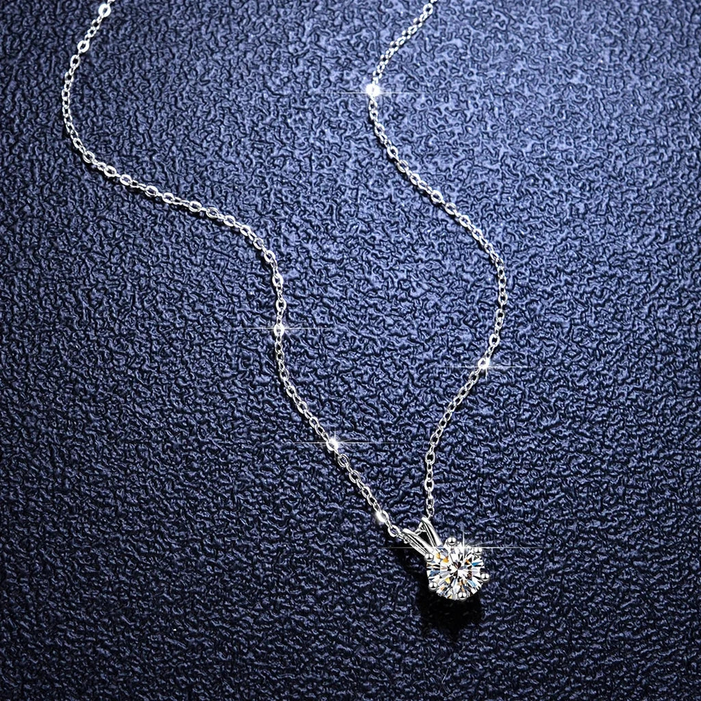 Aurora Goldsmiths Round Cut 14K Gold Moissanite Pendant Necklace – 1ct-3ct Solitaire for Women