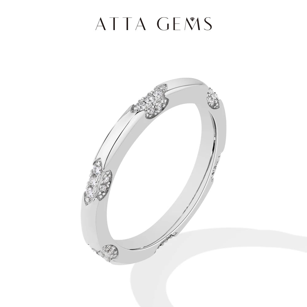 18K Gold Plated Sterling Silver Sparkling Moissanite Wedding Band Ring for Women and Men