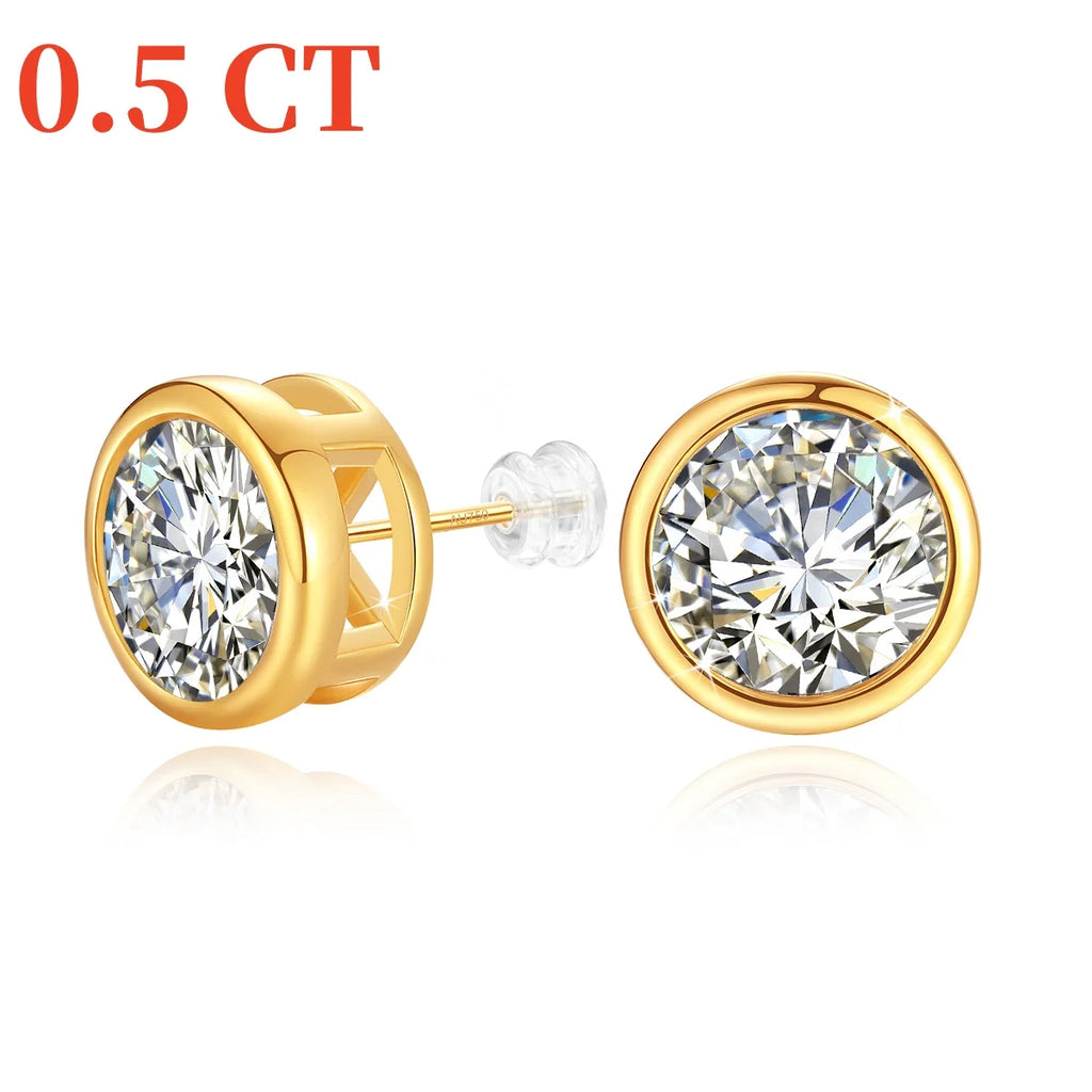 Szjinao 2ct Moissanite Stud Earrings – 18K Gold Mount