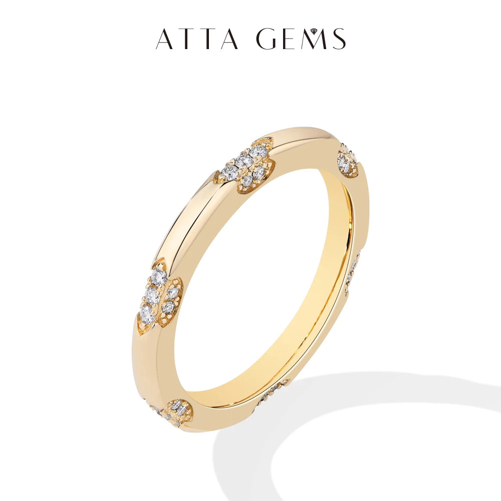 18K Gold Plated Sterling Silver Sparkling Moissanite Wedding Band Ring for Women and Men