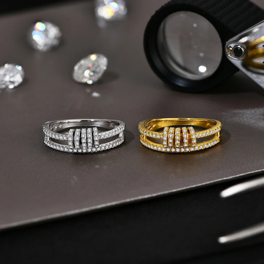 Women’s Full Moissanite Custom Ring 925 Sterling Silver Gold Plated Wedding Engagement Band