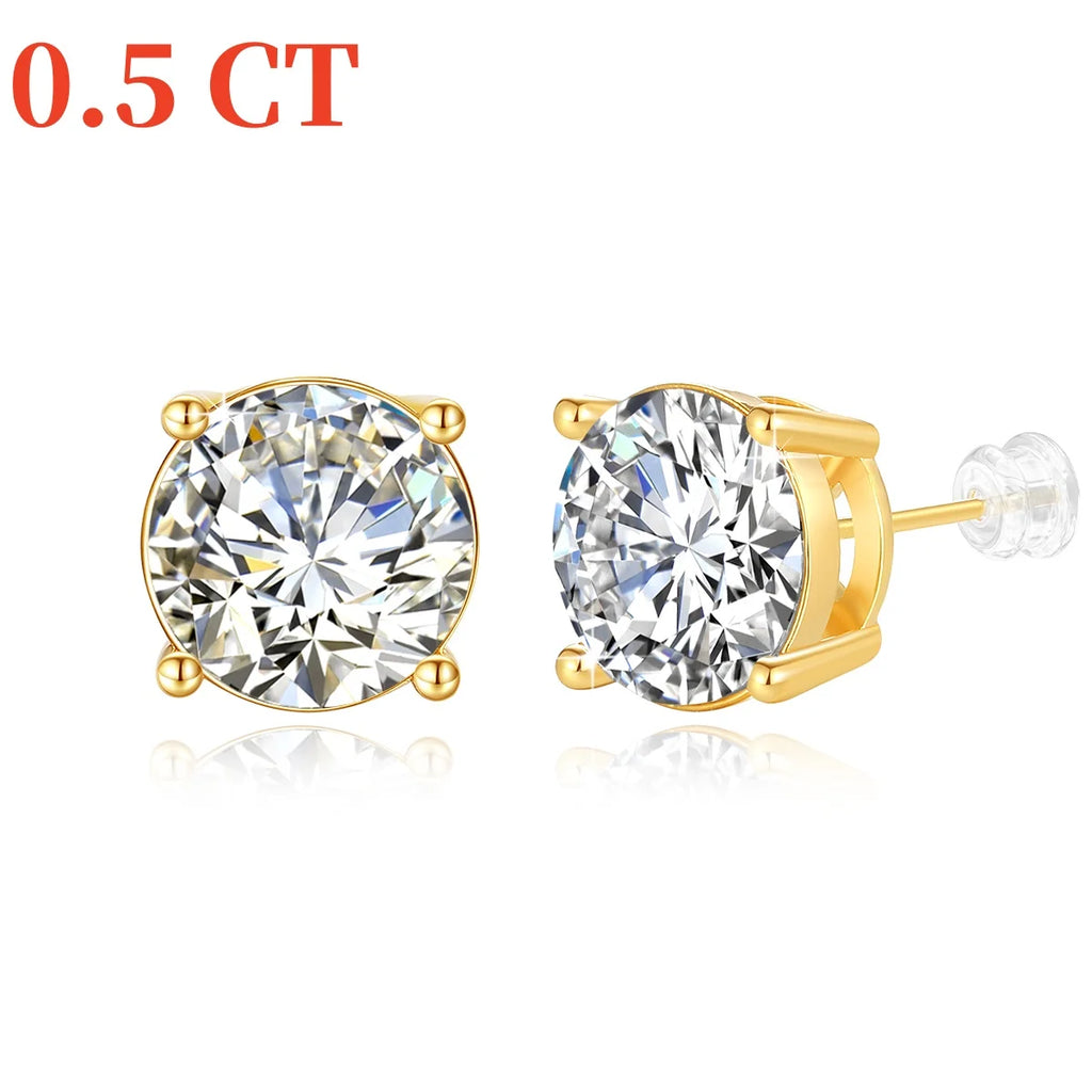 Szjinao 2ct Moissanite Stud Earrings – 18K Gold Mount