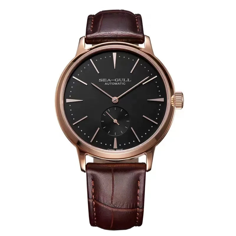 Seagull Elegant Mechanical Wristwatch for Men – ST17 Automatic Movement, Leather Strap, Sapphire Crystal