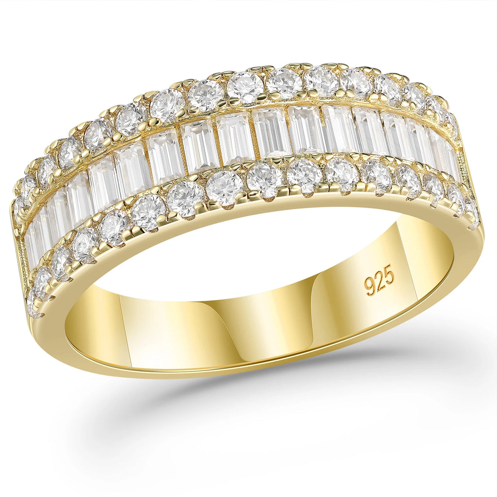 Newshe D Color Moissanite Half Eternity Wedding Band – 925 Sterling Silver Setting
