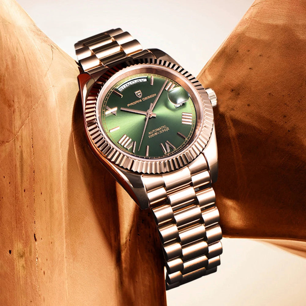 Men’s Mechanical Chronograph Watch Automatic Screw-Down Crown Water Resistant 10ATM